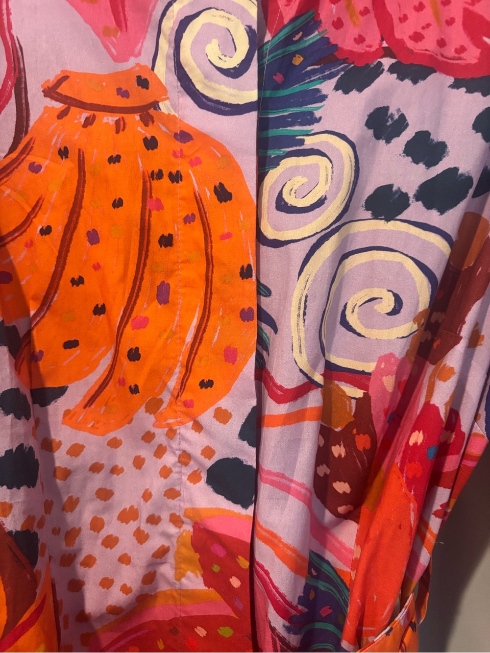 Farm Rio Size M Vibrant Pink & Orange Floral Midi Dress - Picture 6 of 8
